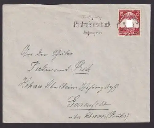 Remscheid NRW Deutsches Reich Briefe Postsache SST Rechtzeitig Postreisescheck