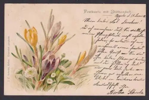 Ansichtskarte Künstlerkarte Blumen Duftkarte ab Oppeln Polen n. Heming
