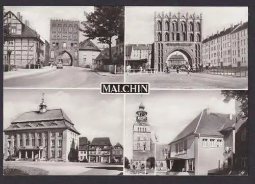 Ansichtskarte Malchin Mecklenburg Vorpommern Steintor Kalensches Tor Rathaus