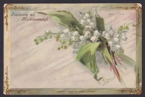 Ansichtskarte Künstlerkarte Maiblumen Duftkarte n. Pohnsdorf Schleswig Holstein