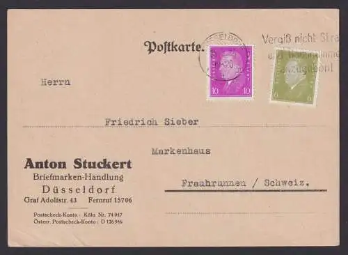Düsseldorf NRW Deutsches Reich Karte Postsache Vergiß nicht Strasse und
