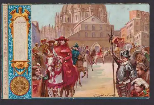 Ansichtskarte Künstlerkarte Vatikan Papa Leo VIII Ehemaliger Papst Prozzesion