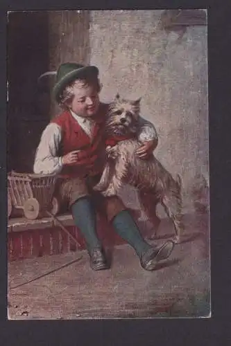 Ansichtskarte Künstlerkarte Hund mit Kind