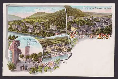 Ansichtskarte Bad Ems Rheinland Pfalz Restauration Berderley Schweizerhaus Hotel