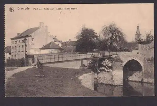 Ansichtskarte Dixmude Diksmuide Belgien Fluss Canal d Handzame Brücke Feldpost