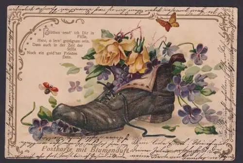 Ansichtskarte Duftkarte Künstlerkarte Blumenbuquett m. Blumenduft ab Magdeburg