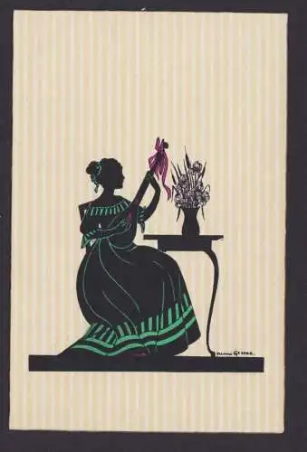 Ansichtskarte Künstlerkarte Sign. Junge Dame Musizieren 08.09.1921
