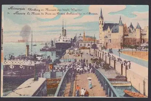 Ansichtskarte Antwerpen Belgien Künstlerkarte Hafen Meer Schiffe Kai