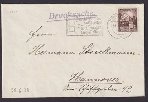 Bielefeld NRW Deutsches Reich Brief Postsache SST Hausbriefkasten im Erdgeschoß