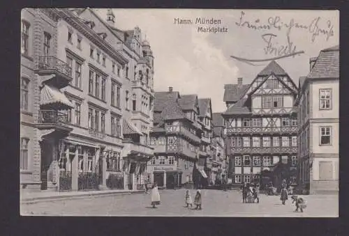Ansichtskarte Hannover Münden Niedersachsen Marktplatz Restauration und Cafe