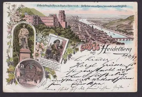 Ansichtskarte Heidelberg Baden Württemberg Künstlerkarte n. Frankfurt Main