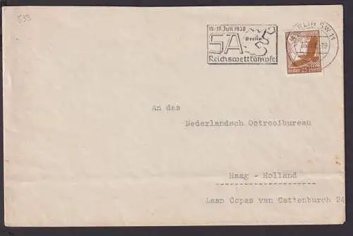 Berlin Deutsches Reich Brief Propaganda SST SA Reichswettkämpfe Berlin 1938 n.