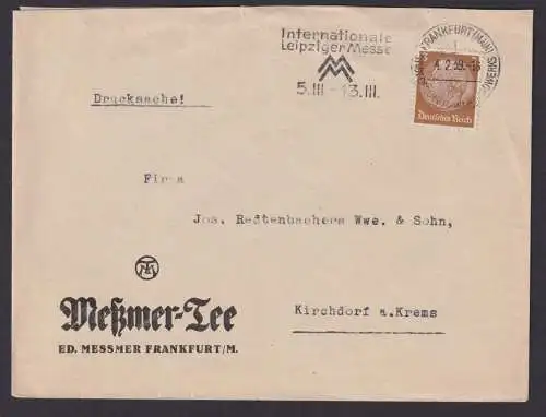 Frankfurt Main Hessen Deutsches Reich Drittes Reich Brief SSt Internationale