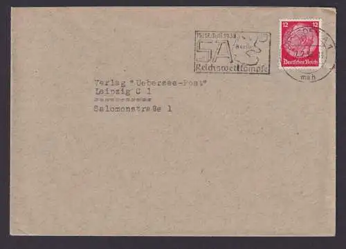 Dresden Sachsen Deutsches Reich Brief Propaganda SST SA Reichswettkämpfe 1938