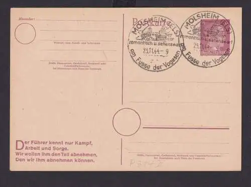 Ganzsache Molsheim Elsaß Frankreich Deutsches Reich Drittes Reich Karte Urlaub