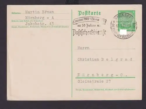 Ganzsache Nürnberg Bayern Deutsches Reich Drittes Reich Karte SST Die Stadt der