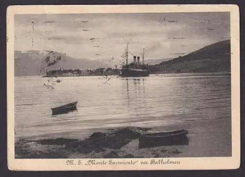 Ansichtskarte Balholmen Norwegen Schifffahrt Seefahrt Marine MS Monte Sarmiento