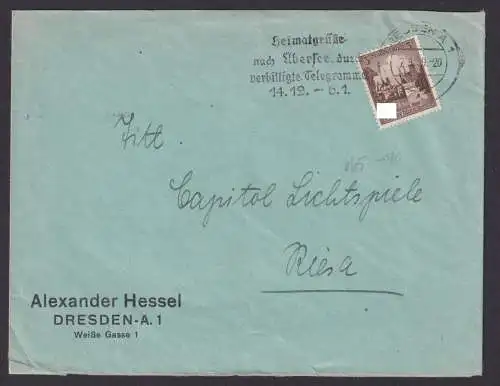 Dresden Sachsen Deutsches Reich Drittes Reich Brief Postsache SST Heimatgrüße