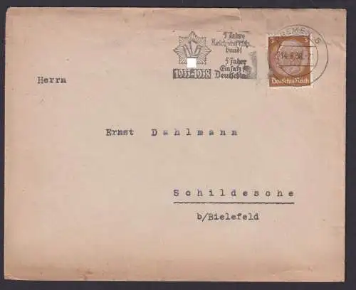 Bremen Deutsches Reich Drittes Reich Brief inter. SST 5 Jahre