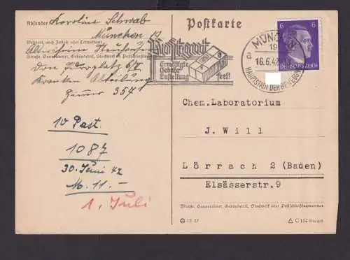 München Bayern Deutsches Reich Drittes Reich Karte Postsache SST Postgut