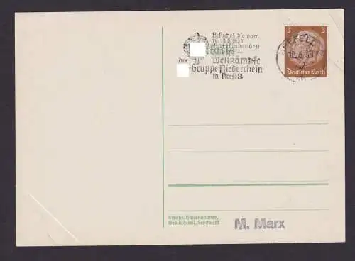Krefeld NRW Deutsches Reich Drittes Reich Postkarte Anlass SST Besuchet die vom