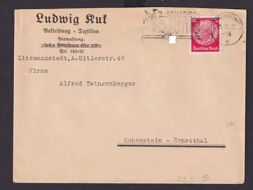 Litzmannstadt Lodz Polen Deutsches Reich Drittes Reich Brief SST 2. Kriegs WHW