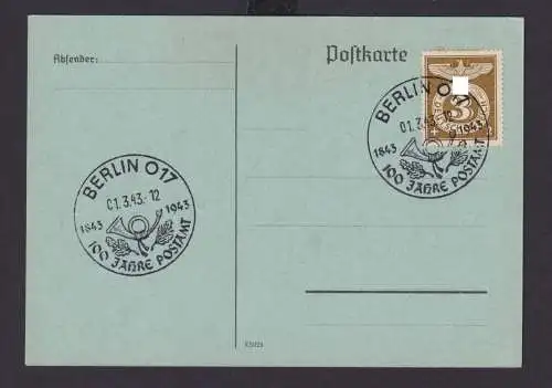 Deutsches Reich Drittes Reich Karte Postsache SST Berlin 100 Jahre Postamt