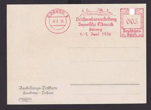 AFS Absenderfreistempel WST 003 Reichsmark Coburg Bayern Deutsches Reich Drittes