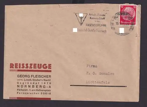 Nürnberg Bayern Deutsches Reich Drittes Reich Brief SST Arbeit Freude