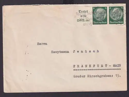 Marburg Hessen Deutsches Reich Drittes Reich Brief Postsache Vergiß nicht