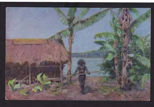 Ansichtskarte Künstlerkarte Papua Neuguinea Kolonie Gemälde Prof. Müller