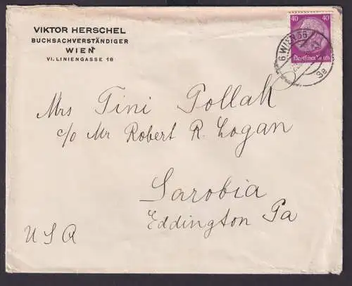 Österreich Ostmark Deutsches Reich Brief EF 40 Hindenburg 6 Wien 56 nach Lavobia