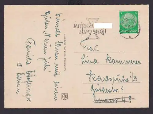 Deutsches Reich Drittes Reich Karte SST Siegparole Karlsruhe 23.12.1941