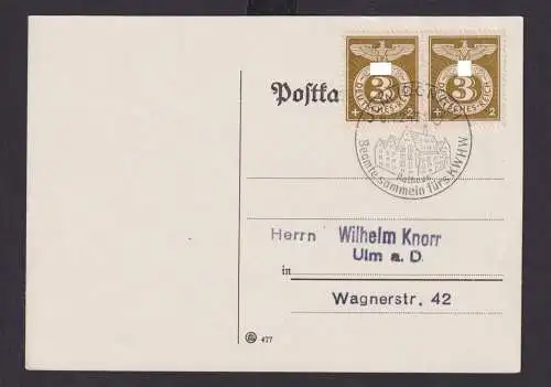 Deutsches Reich Drittes Reich Karte SST Ulm Donau Rathaus Beamte