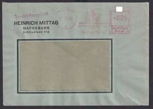 Deutsches Reich Brief AFS Absenderfreistempel 008 Reklame Magdeburg Heinrich