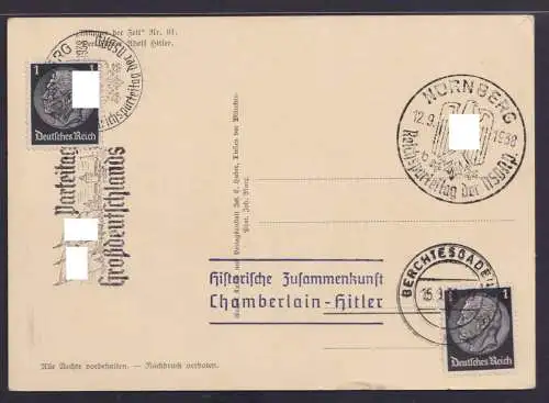 Propaganda Karte Deutsches Reich Hilfreiche Zusammenarbeit Chamberlain + Hitler