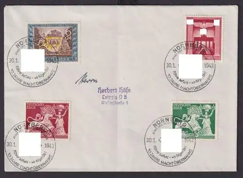 Deutsches Reich Brief 4x SST Nürnberg 10 Jahre Machtergreifung
