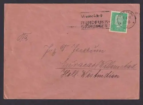 Deutsches Reich Brief Maschinen Stempel Breslau Rundfunk Destination Curacao