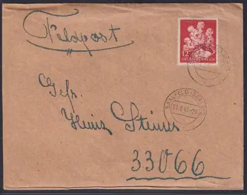 Deutsches Reich Brief Feldpost frankiert Saalfeld Thüringen n 33066 II Weltkrieg