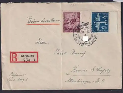 Deutsches Reich R Brief selt. SST Nürnberg Deutschand wir siegen nach