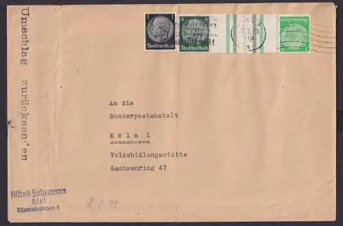 Deutsches Reich Brief Zusammendruck inter. Maschinen Stempel Kiel Rotes Kreuz
