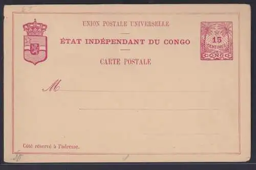 Afrika Belgien Kolonien Kongo Ganzsache GSK 15 centimes Belgium Colonies