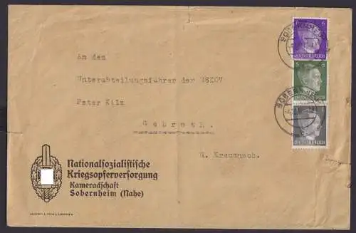 Deutsches Reich Brief Zusammendruck Abs. Nationalsozialistische Kriegsopfer -