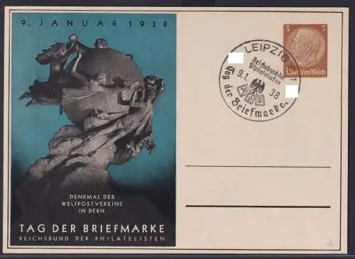 Deutsches Reich Privatganzsache Philatelie Tag der Briefmarke SST Leipzig 1938