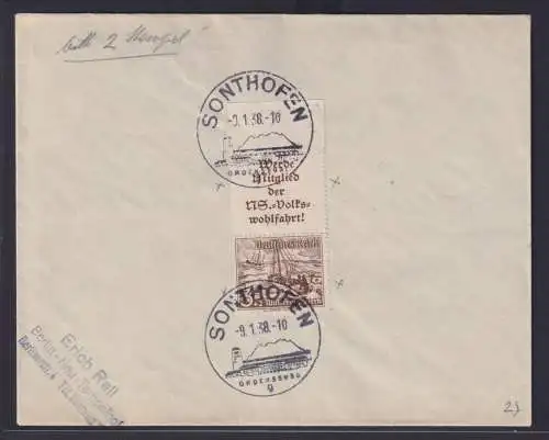 Briefmarken Deutsches Reich Zusammendruck Oberrand WHW SST Sonthofen Ordensburg