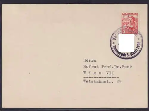 Österreich Brief Karte EF 3 Gr. Trachten SST Innsbruck April 1938