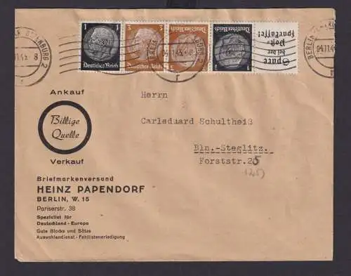 Brief Deutsches Reich Zusammendruck Hindenburg Berlin Charlottenburg n Steglitz