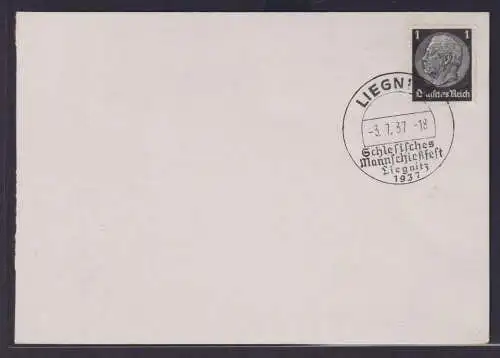 Briefmarken Deutsches Reich SST Liegnitz Schlesien Mannschießfest 3.7.1937 auf