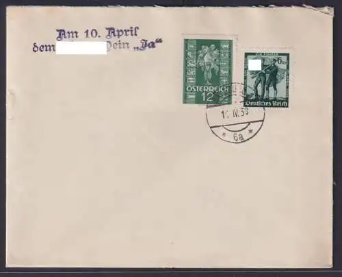 Ostmark Deutsches Reich Brief mit Stempel MIF Österreich Salzburg 1939