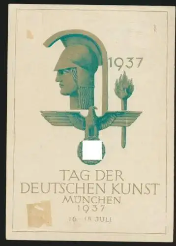 Deutsches Reich Propagnda Karte mit EF 648 Blockeinzelmarke SST München Tag der